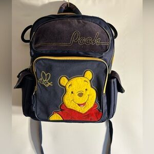 VINTAGE 90’S Y2K WINNIE THE POOH DISNEY CORDUROY NAVY FULL SIZE BACKPACK